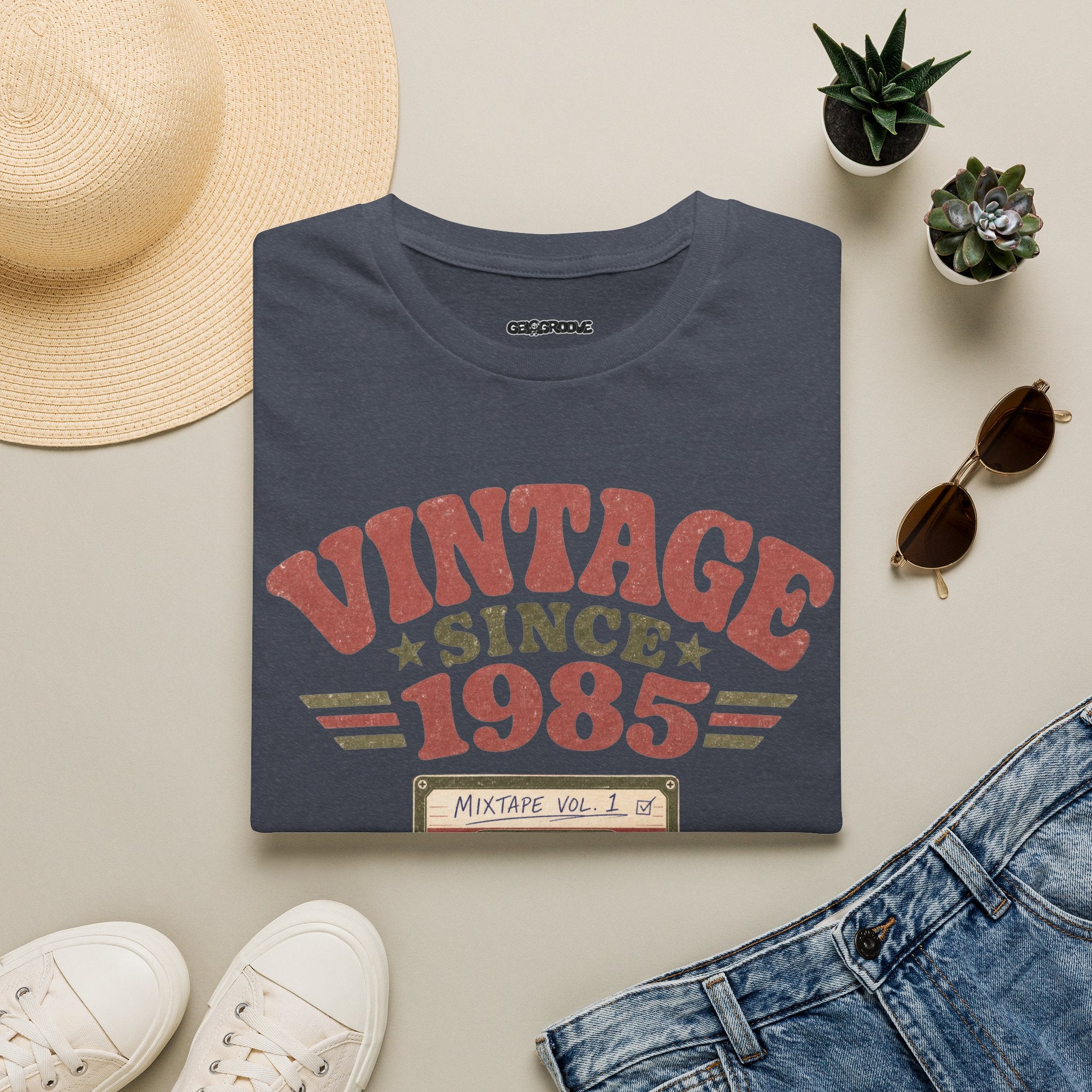 Vintage Since 1985 T-Shirt - Heather Navy - T-Shirt