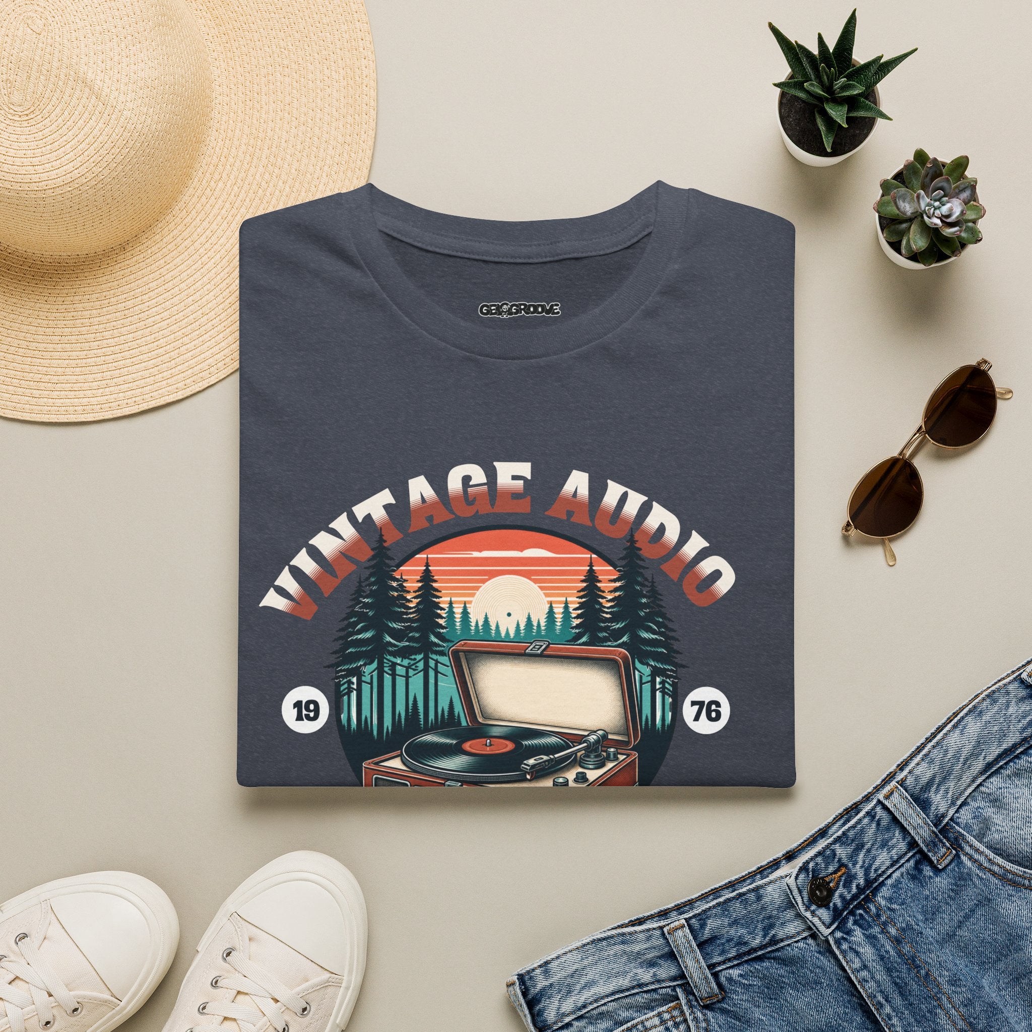 Vintage Audio T-Shirt - Heather Navy - T-Shirt