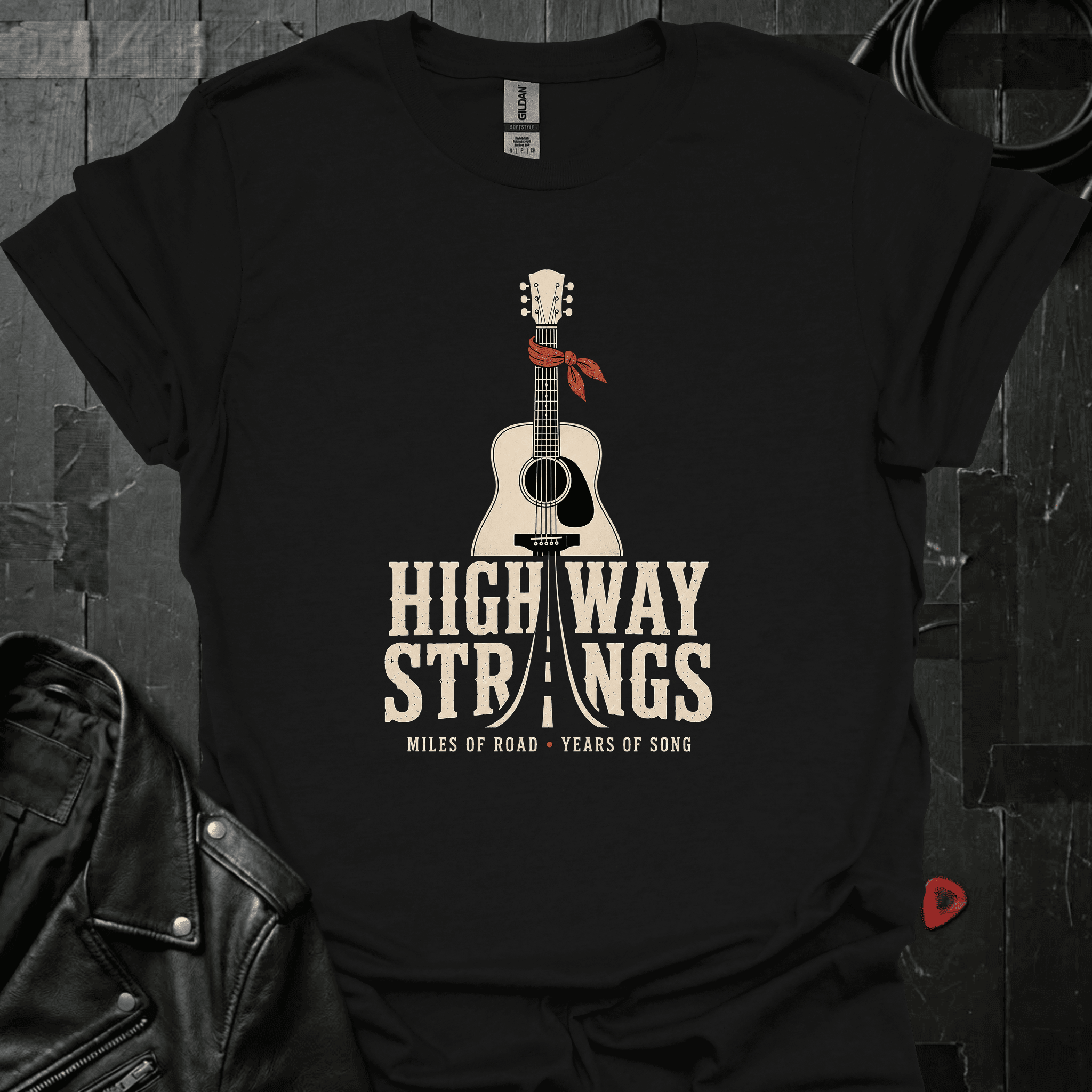 Highway Strings T-Shirt - Black - T-Shirt
