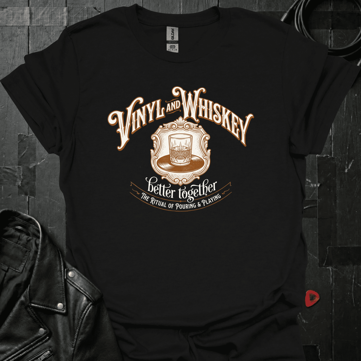 Vinyl & Whiskey T-Shirt - Black - T-Shirt