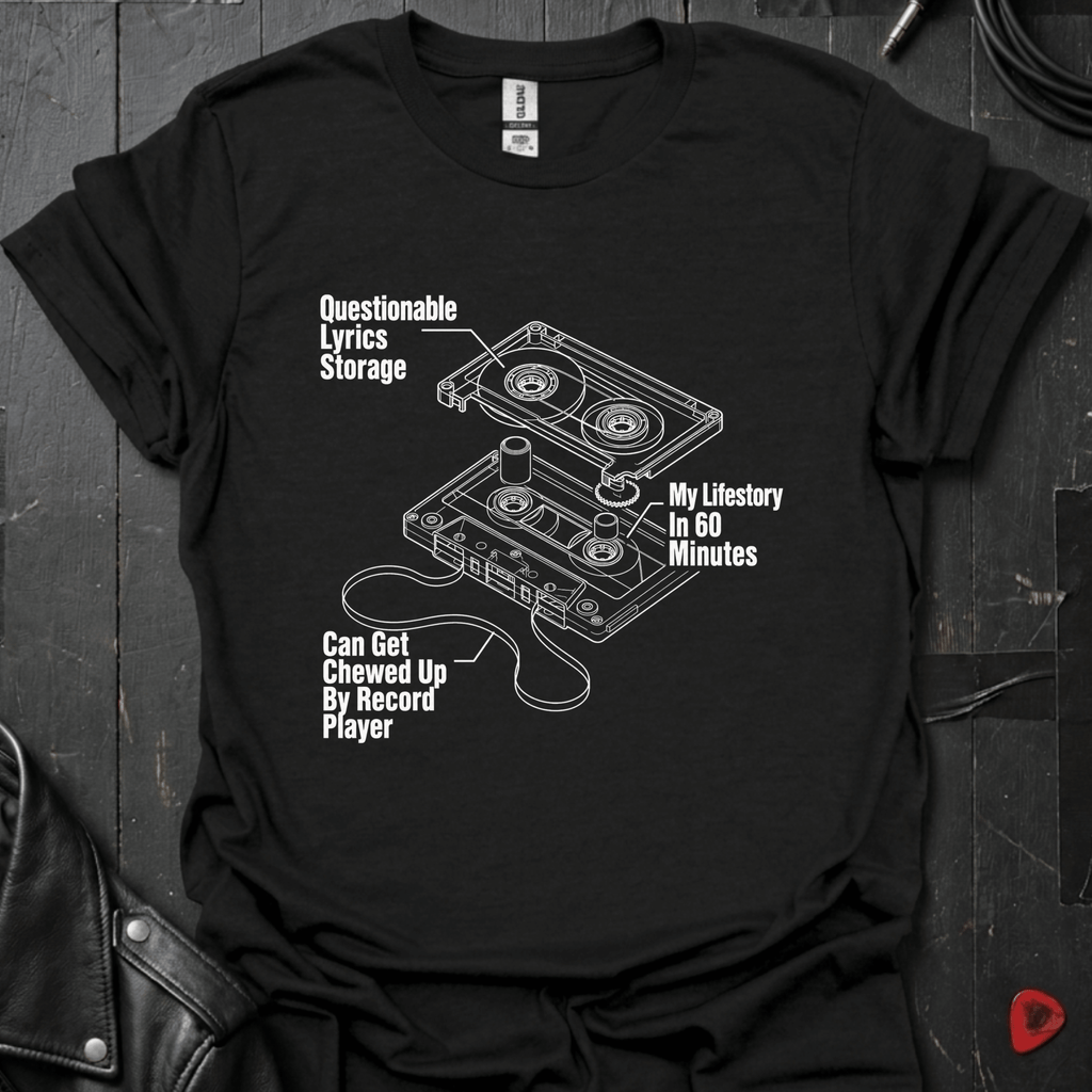 Cassette Tape Diagram T-Shirt - Black - T-Shirt