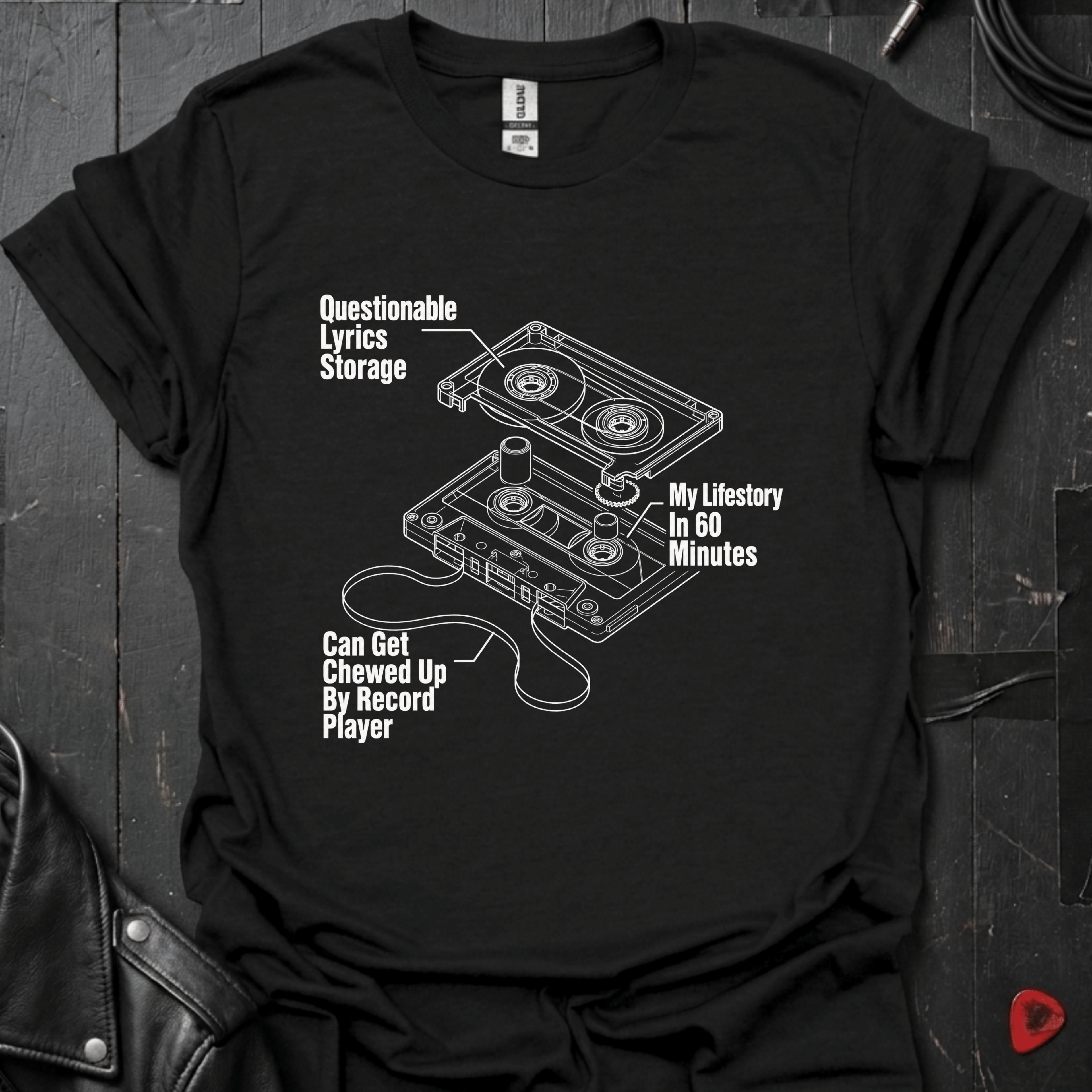 Cassette Tape Diagram T-Shirt - Black - T-Shirt
