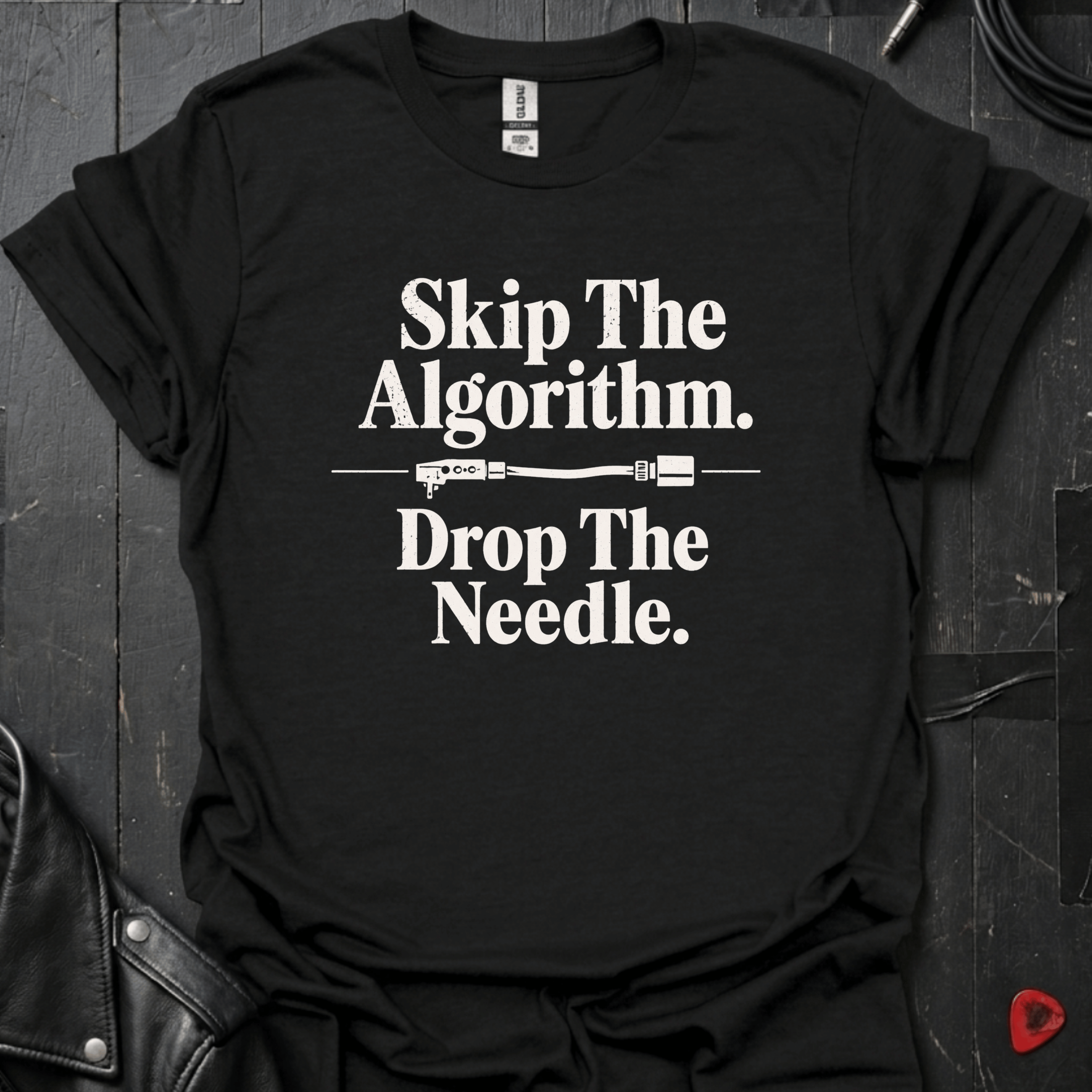 Skip The Algorithm And Drop The Needle T-Shirt | Vinyl Lover - Black - T-Shirt