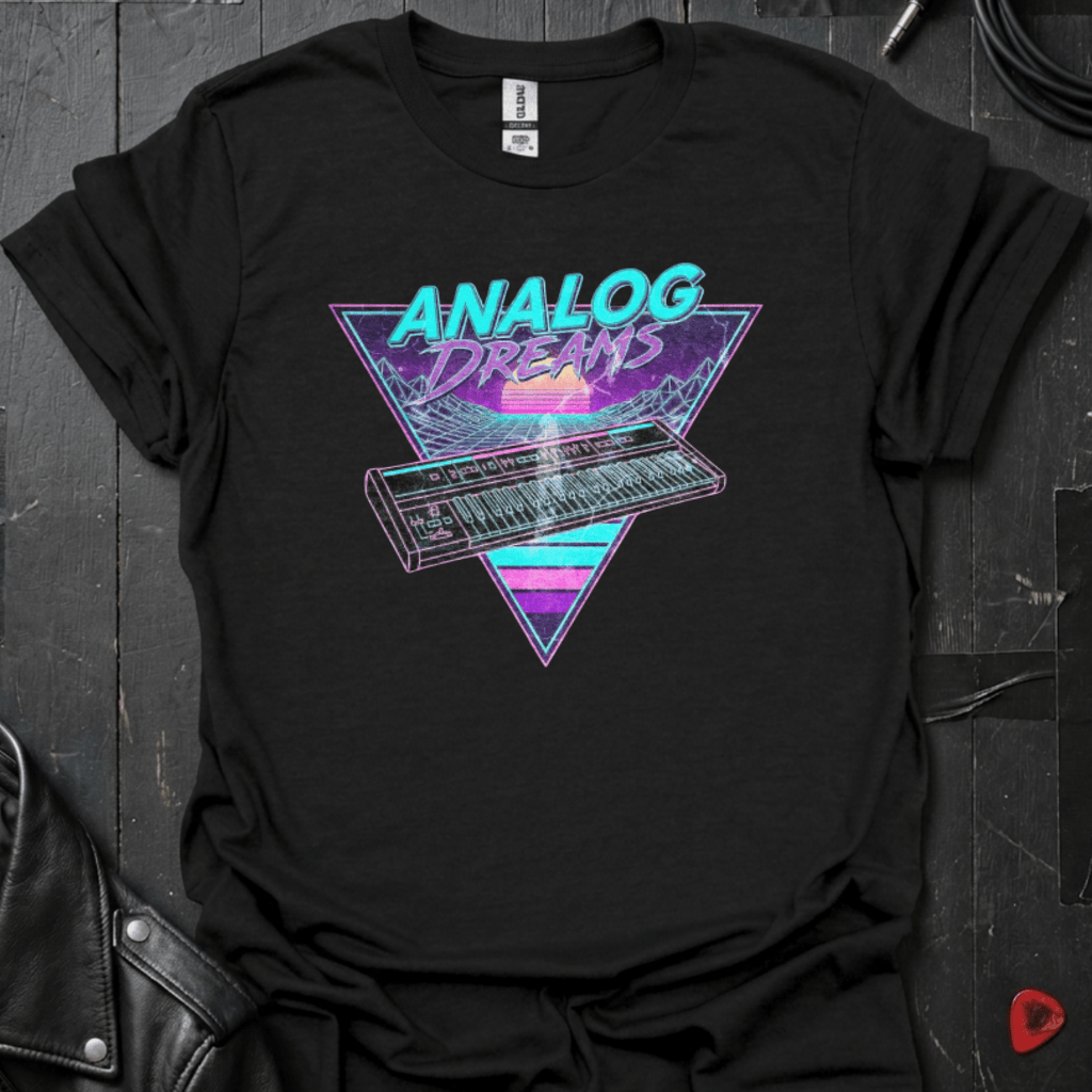 Retro Synthwave Keyboard T-Shirt - Black - T-Shirt