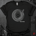 Line Art Turntable T-Shirt| Audiophile Vinyl Tee - Black - T-Shirt