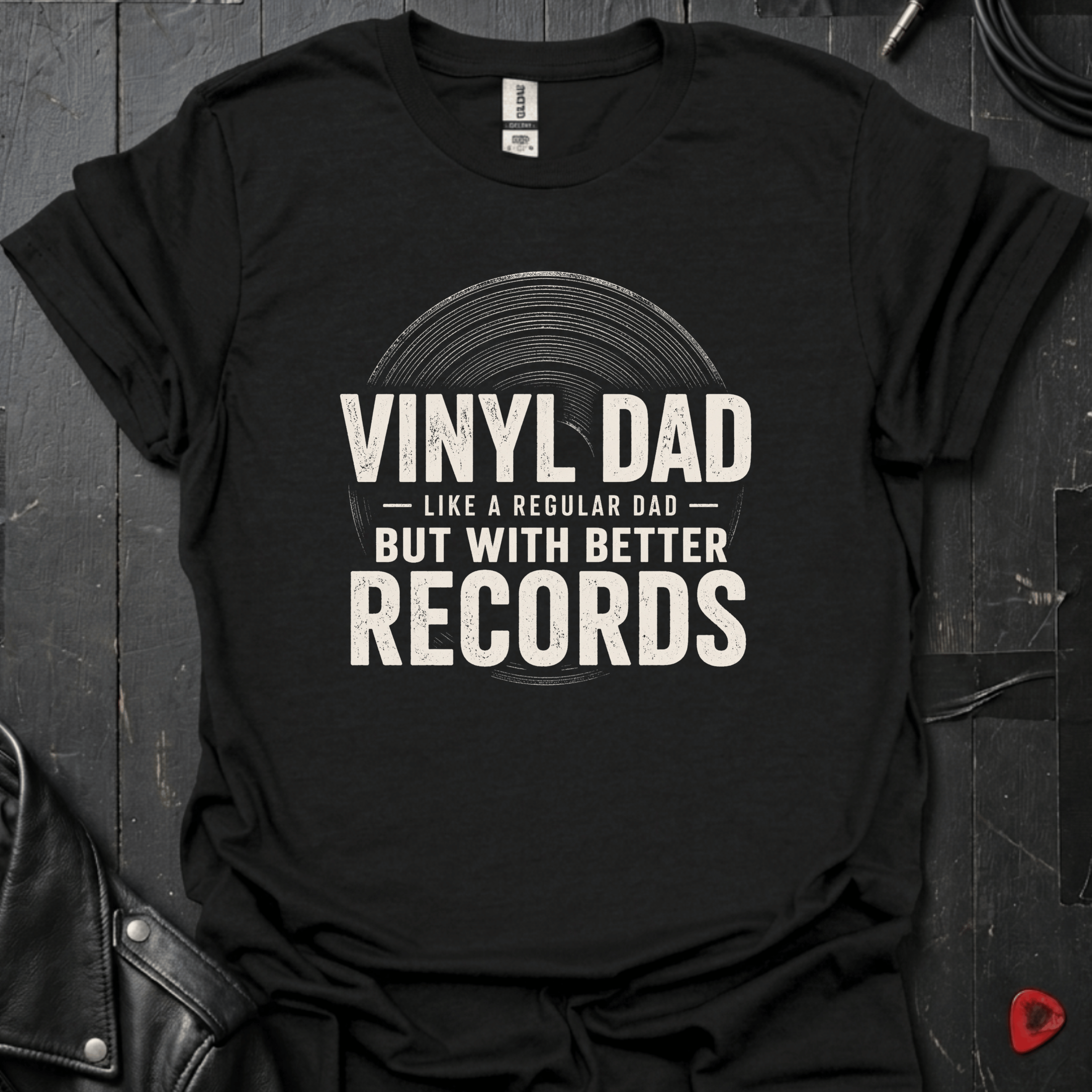 Vinyl Dad T-Shirt | Funny Better Records Dad Tee - Black - T-Shirt