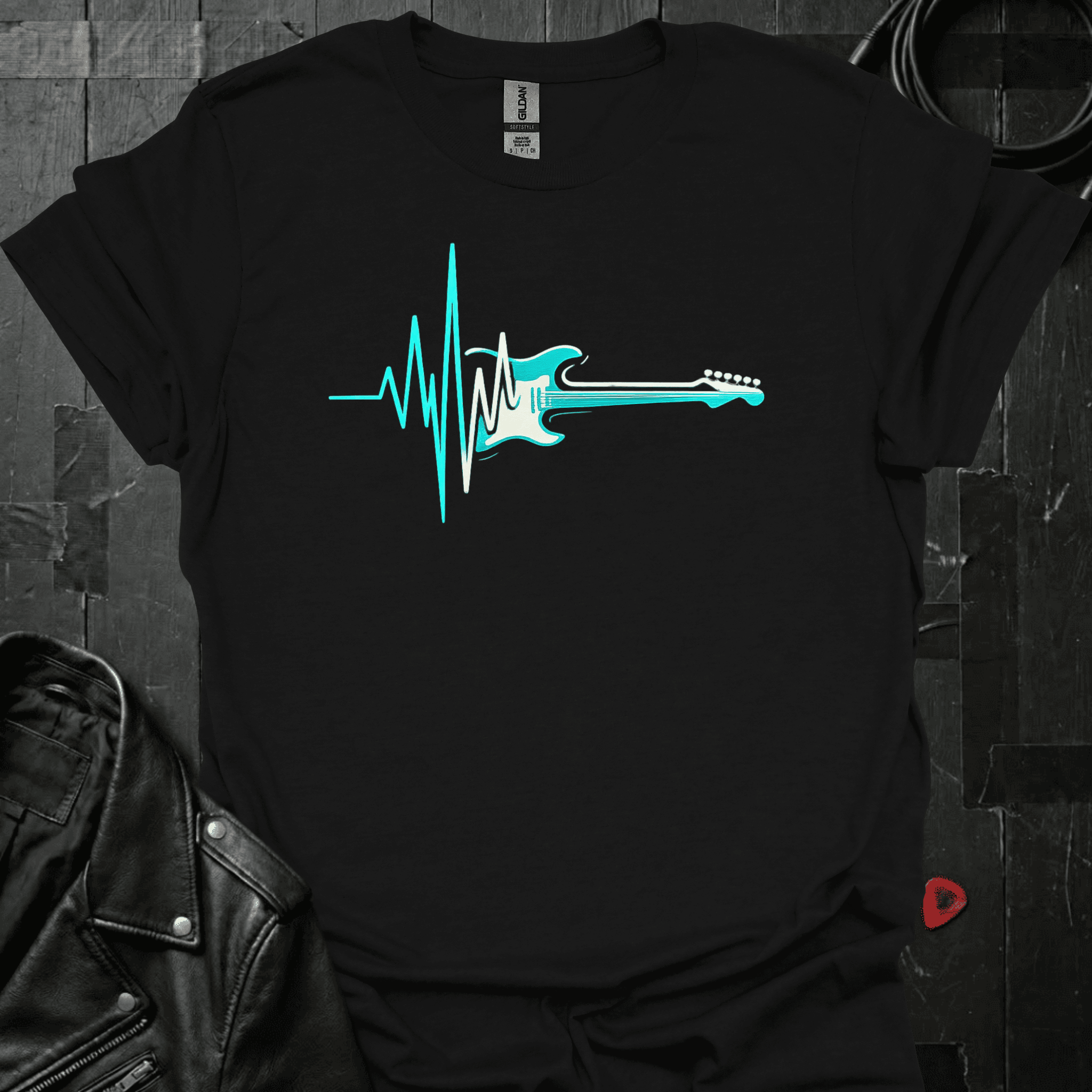 Heartbeat Guitar T-Shirt - Black - T-Shirt