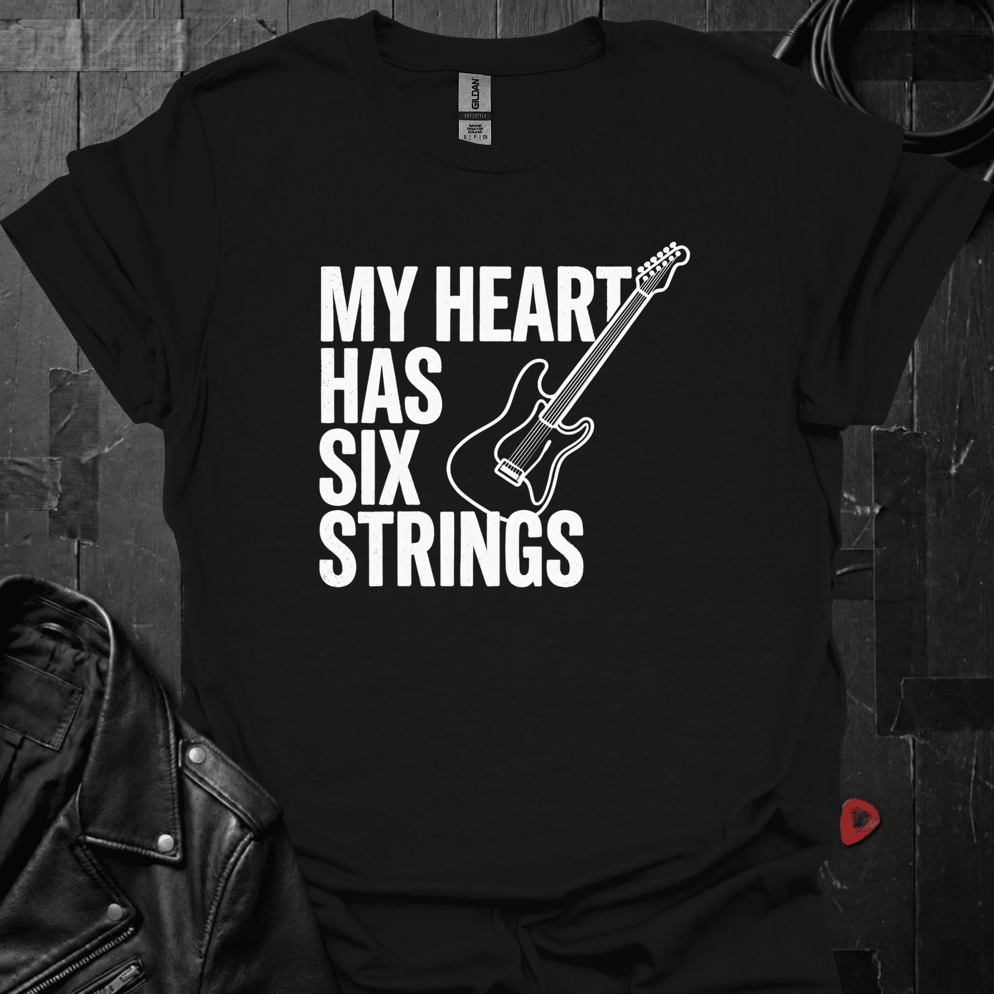 My Heart Has Six Strings T-Shirt - Black - T-Shirt