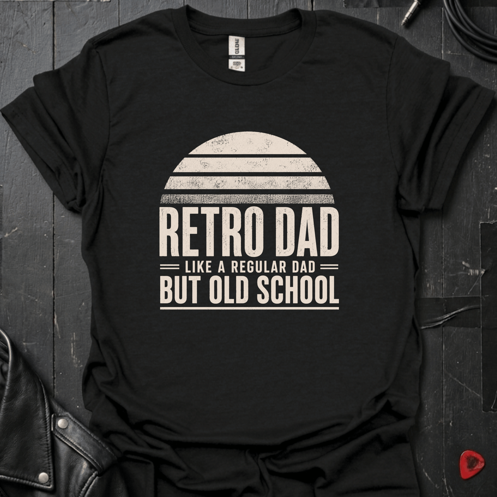Retro Dad T-Shirt | Old School Dad Music Tee - Black - T-Shirt