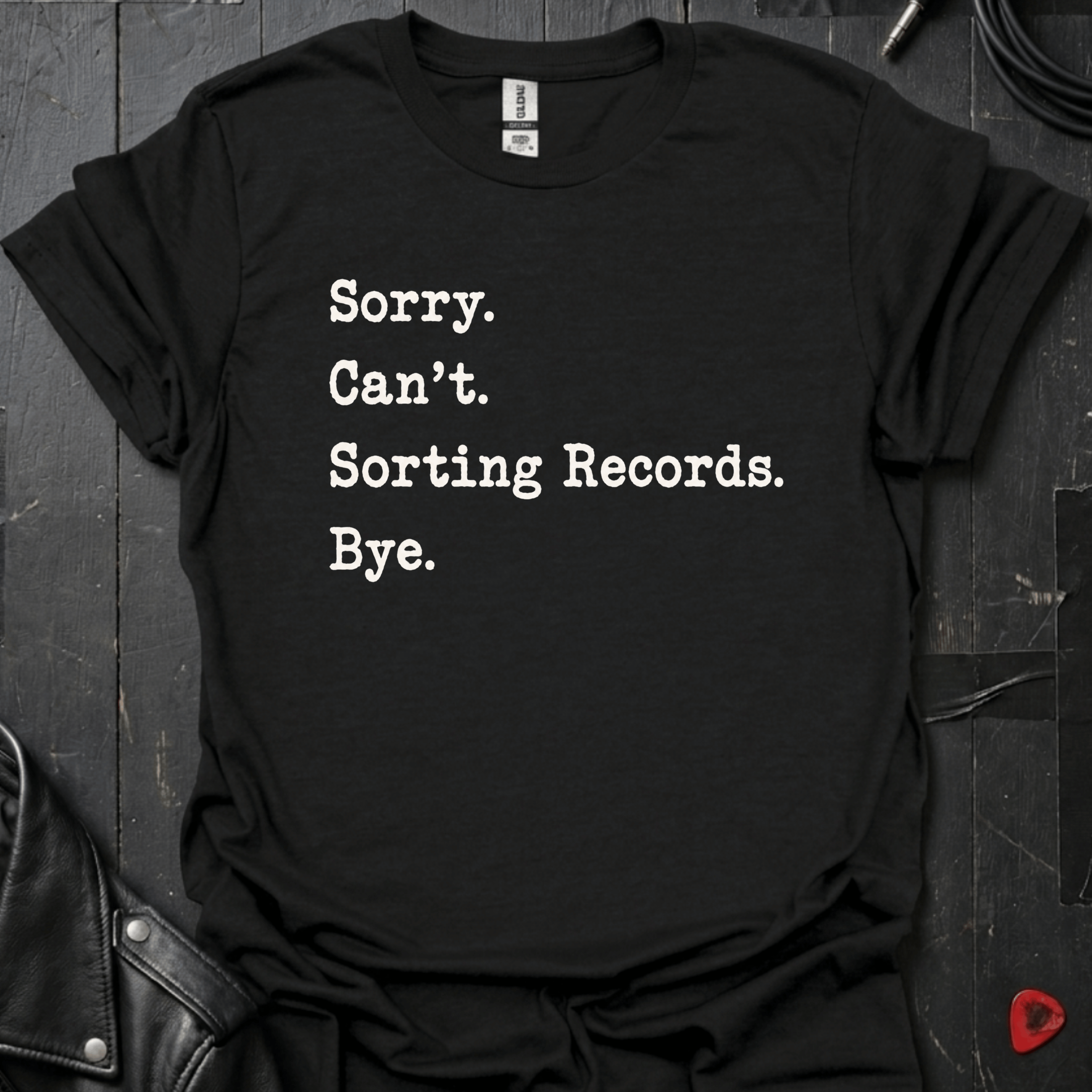Sorting Records T-Shirt | Funny Vinyl Lover Tee - Black - T-Shirt