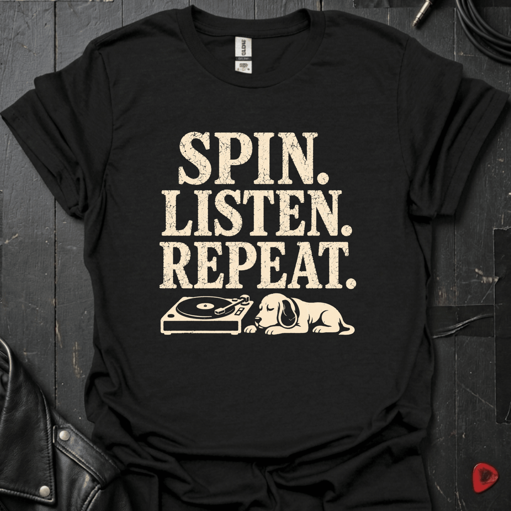 Spin. Listen. Repeat. T-Shirt - Black - T-Shirt