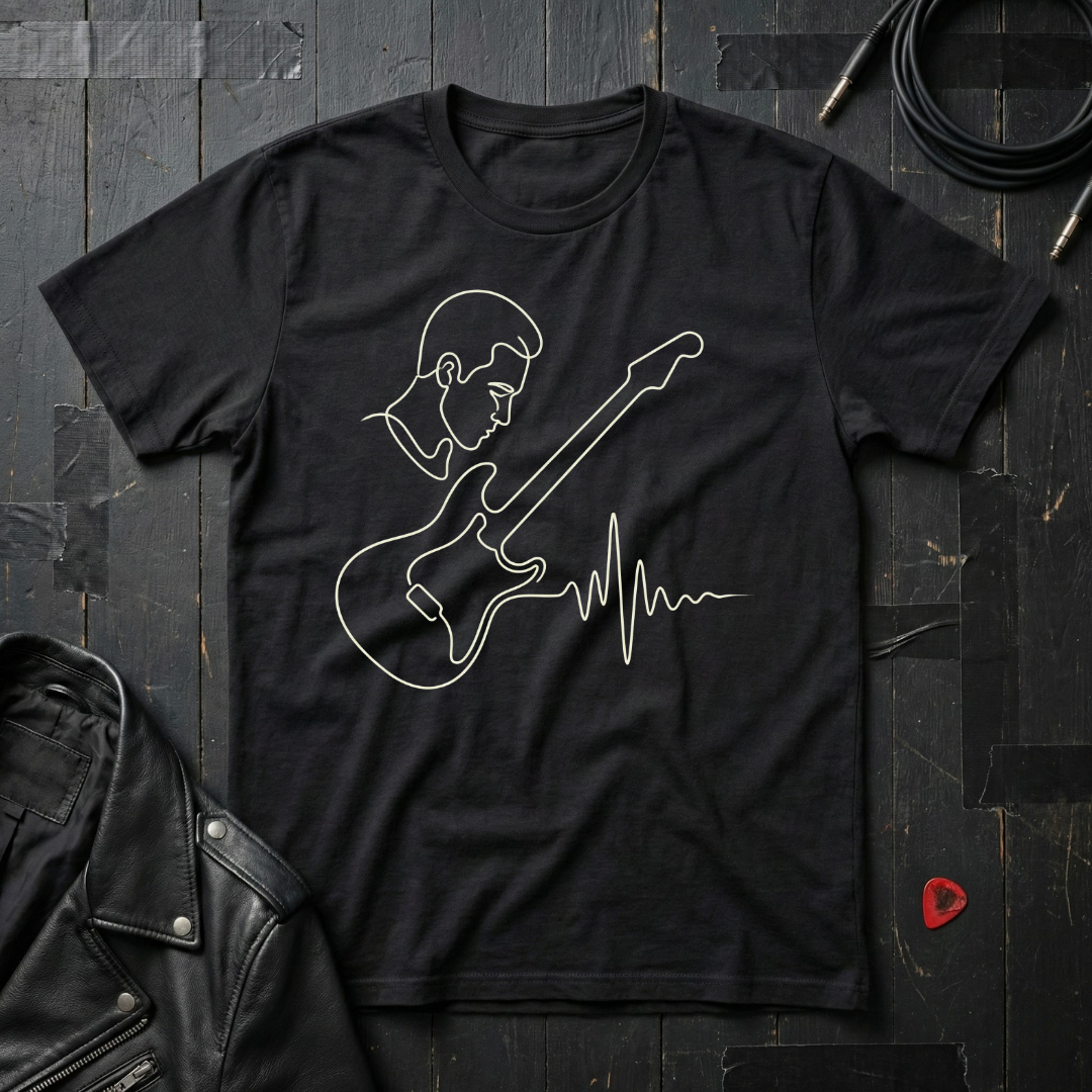 Guitar Line Art T-Shirt