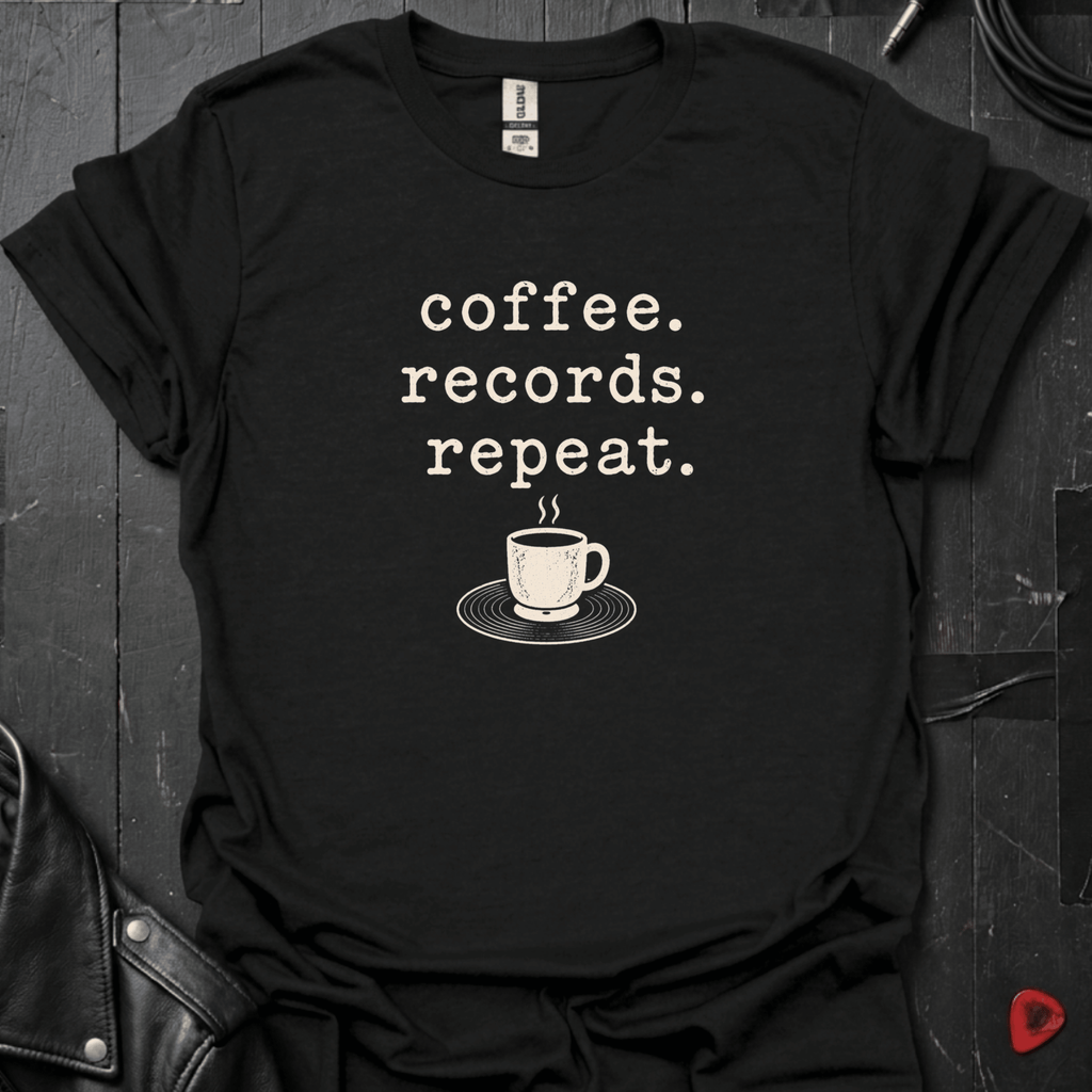 Coffee Records Repeat T-Shirt - Black - T-Shirt