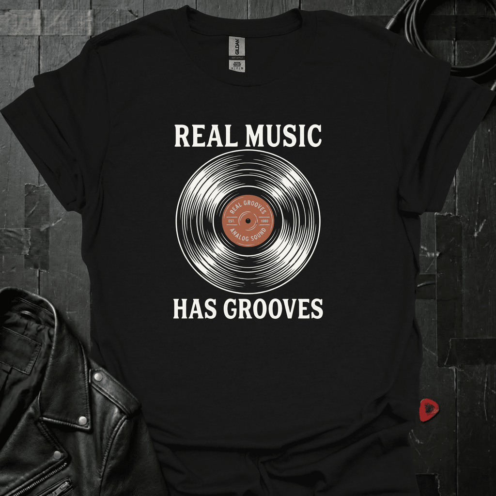 Real Music Has Grooves T-Shirt - Black - T-Shirt