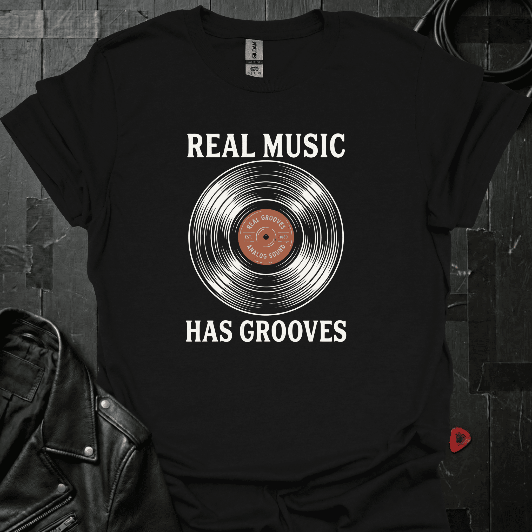 Real Music Has Grooves T-Shirt - Black - T-Shirt