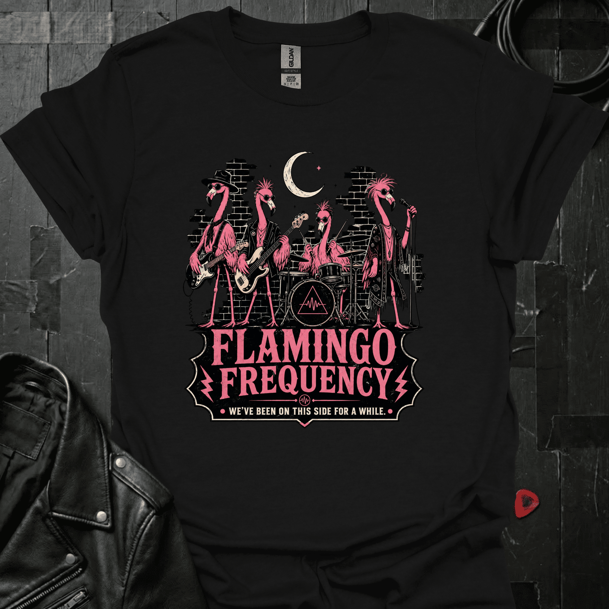 Flamingo Frequency T-Shirt - Black - T-Shirt