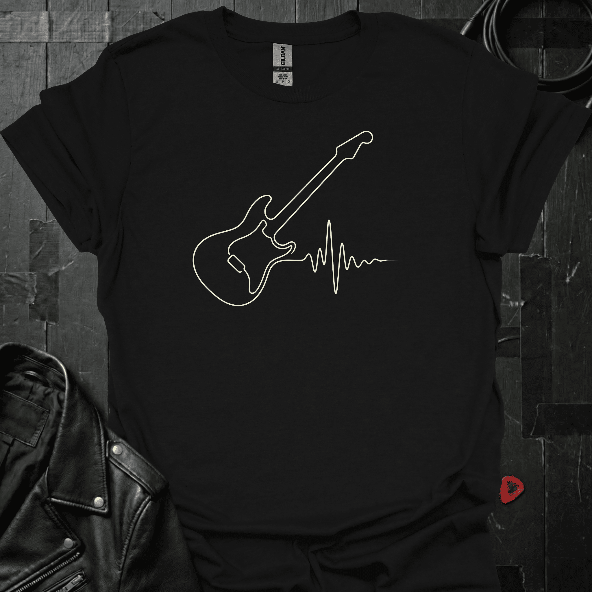 Guitar Heartbeat T-Shirt - Black - T-Shirt