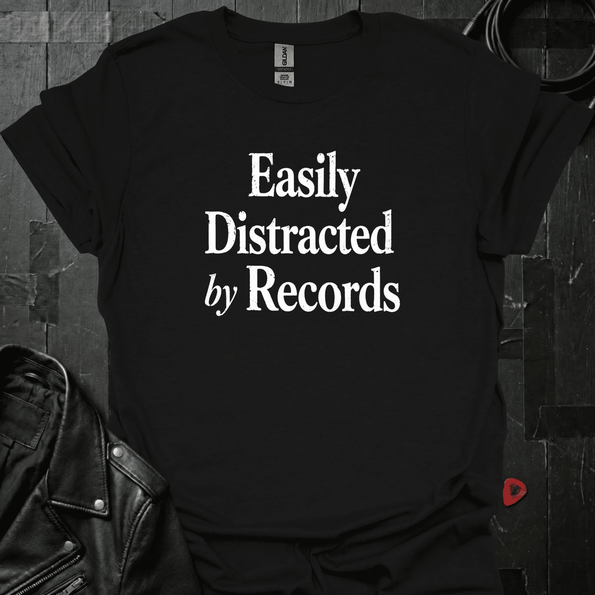 Easily Distracted By Records T-Shirt - Black - T-Shirt