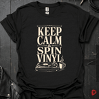 Keep Calm Spin Vinyl T-Shirt - Black - T-Shirt