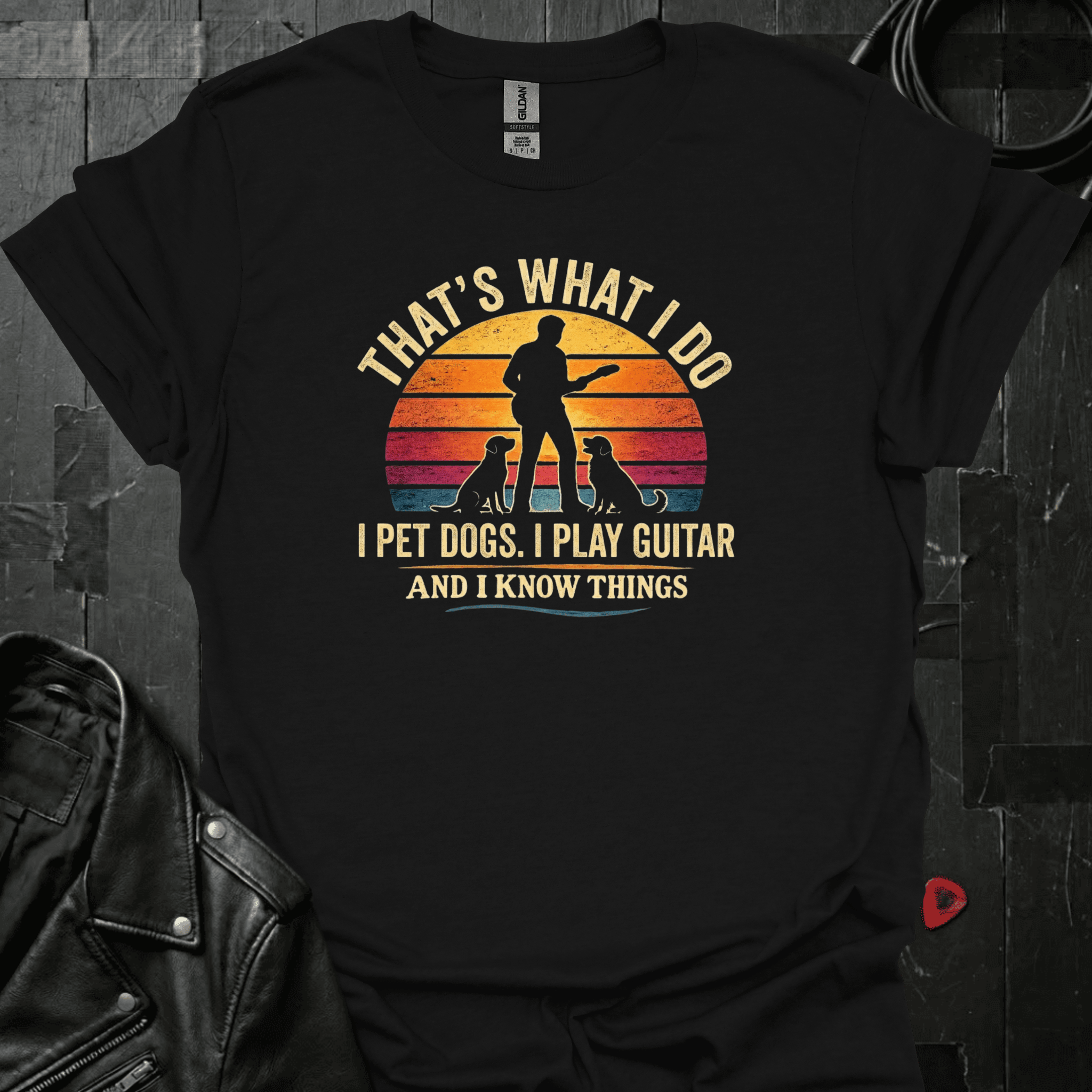 I Play Guitar And Know Things T-Shirt - Black - T-Shirt