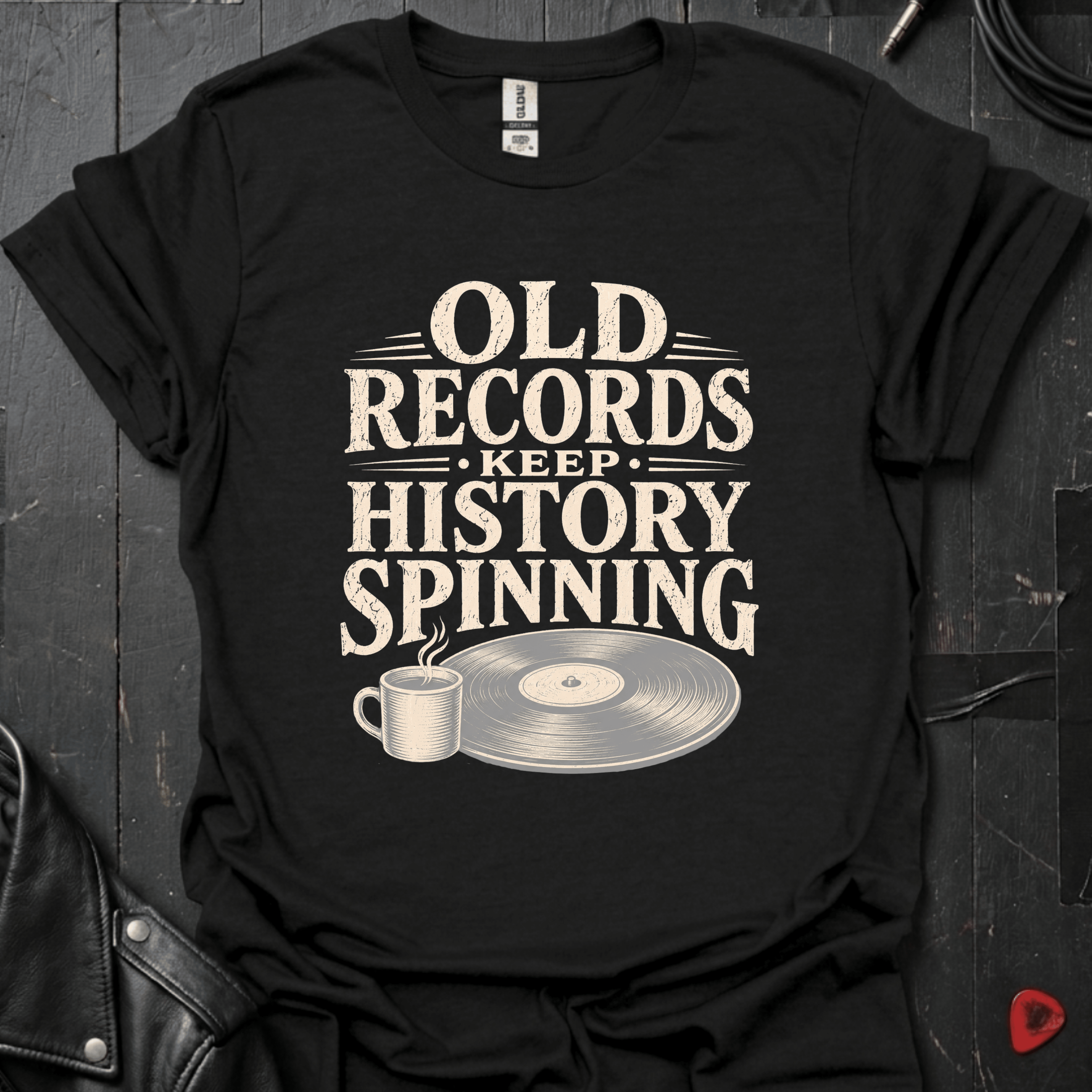 History On Vinyl T-Shirt - Black - T-Shirt