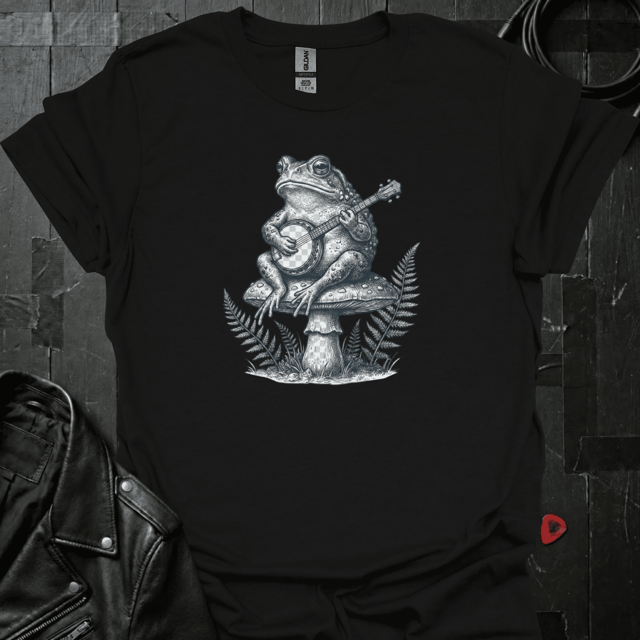 Frog Playing Banjo T-Shirt - Black - T-Shirt
