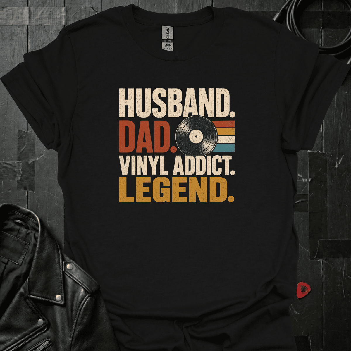 Vinyl Addict Dad T-Shirt - Black - T-Shirt