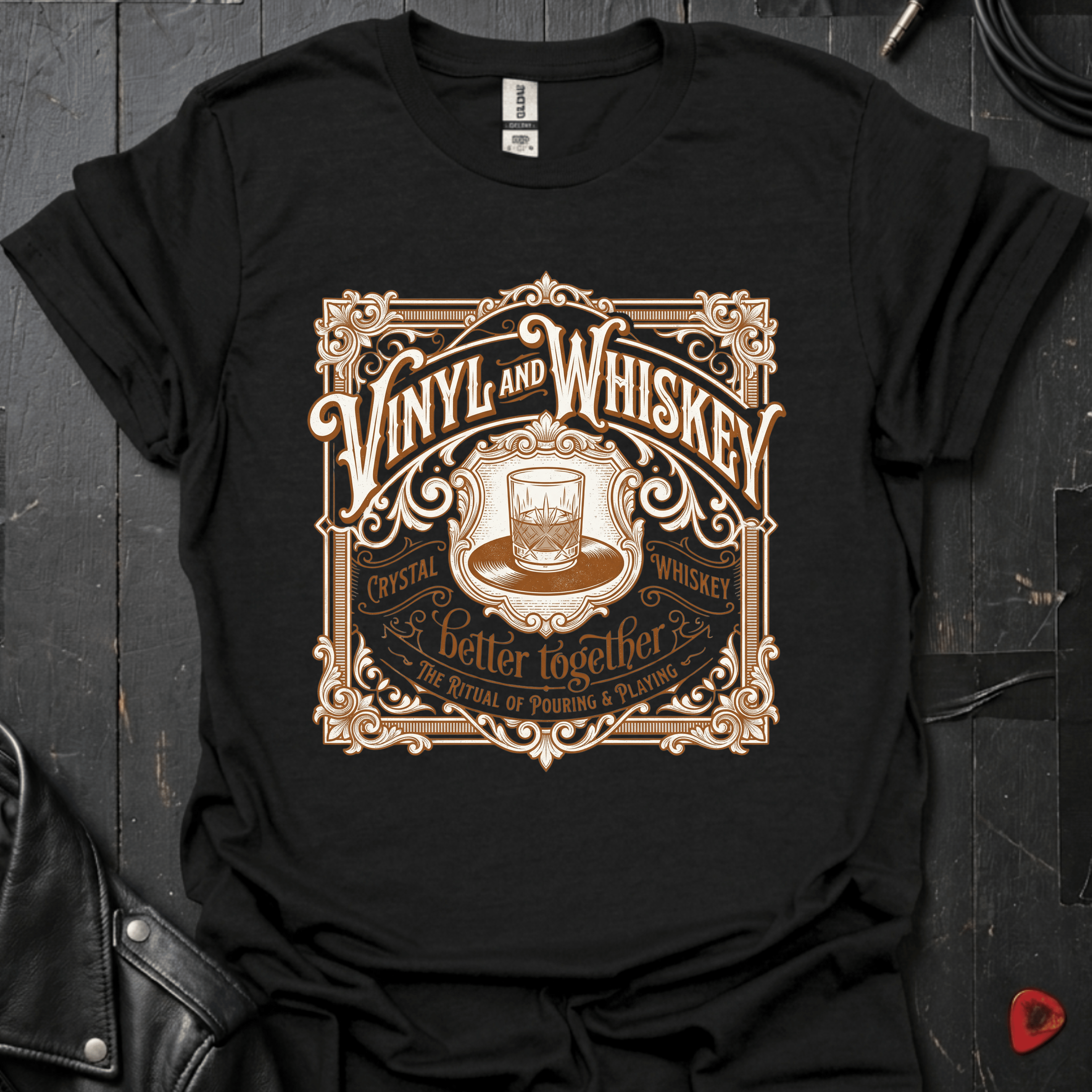 Vinyl & Whiskey T-Shirt - Black - T-Shirt