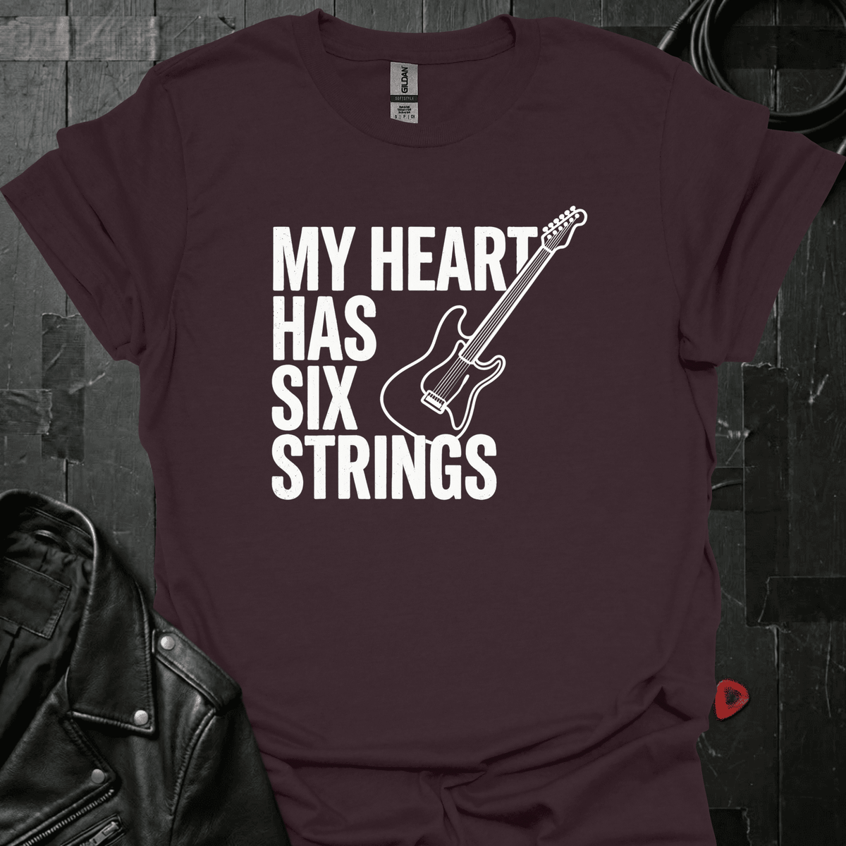My Heart Has Six Strings T-Shirt - Dark Chocolate - T-Shirt