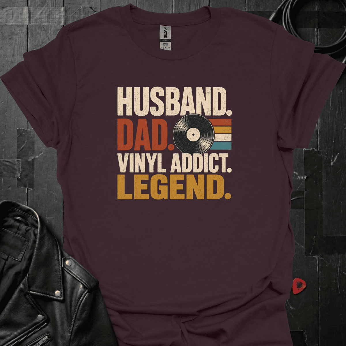 Vinyl Addict Dad T-Shirt - Dark Chocolate - T-Shirt