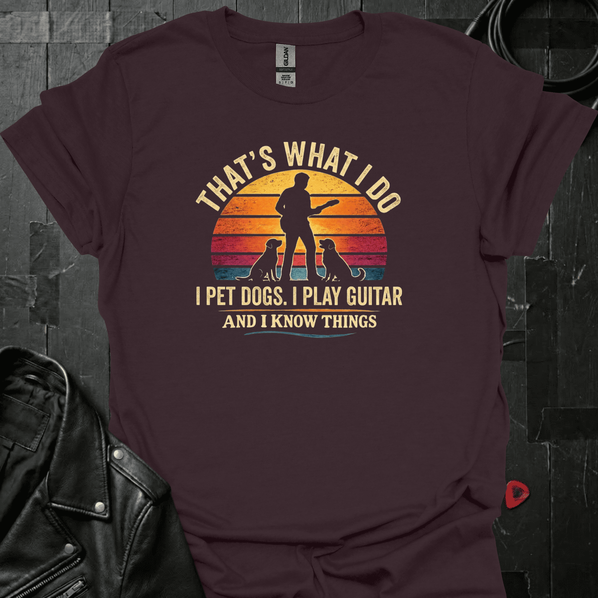 I Play Guitar And Know Things T-Shirt - Dark Chocolate - T-Shirt