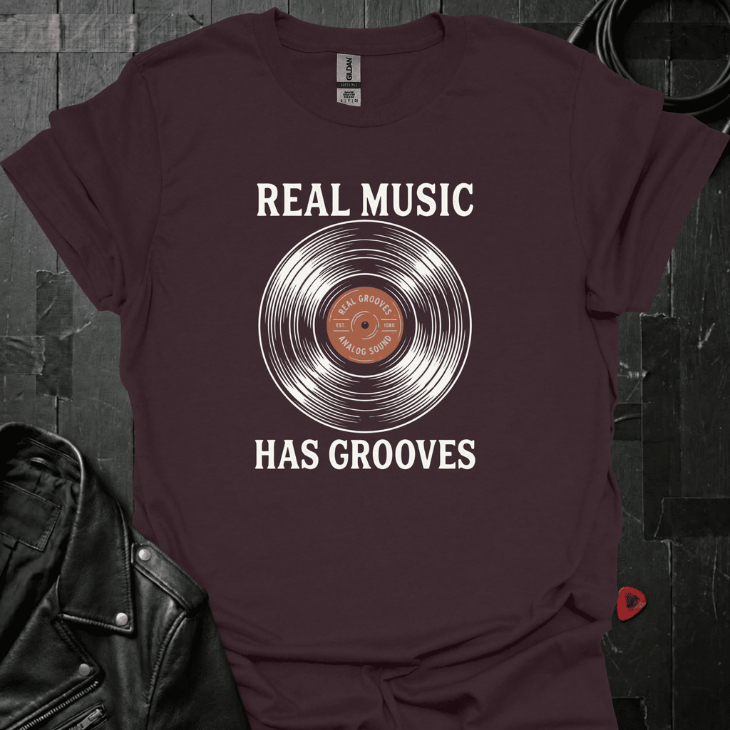 Real Music Has Grooves T-Shirt - Dark Chocolate - T-Shirt