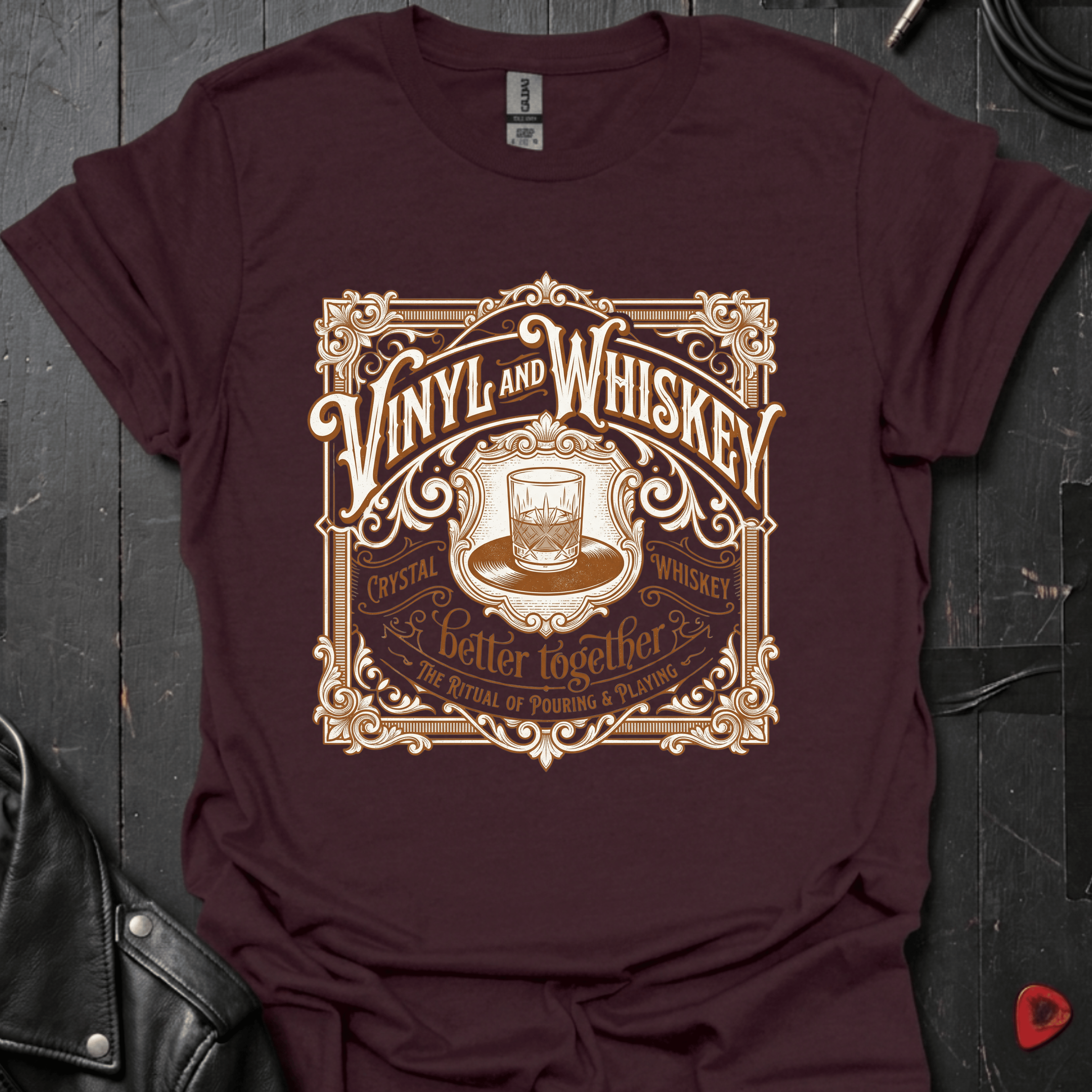 Vinyl & Whiskey T-Shirt - Dark Chocolate - T-Shirt