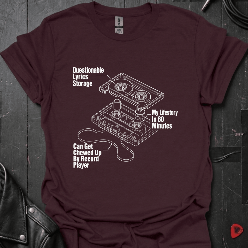 Cassette Tape Diagram T-Shirt - Dark Chocolate - T-Shirt