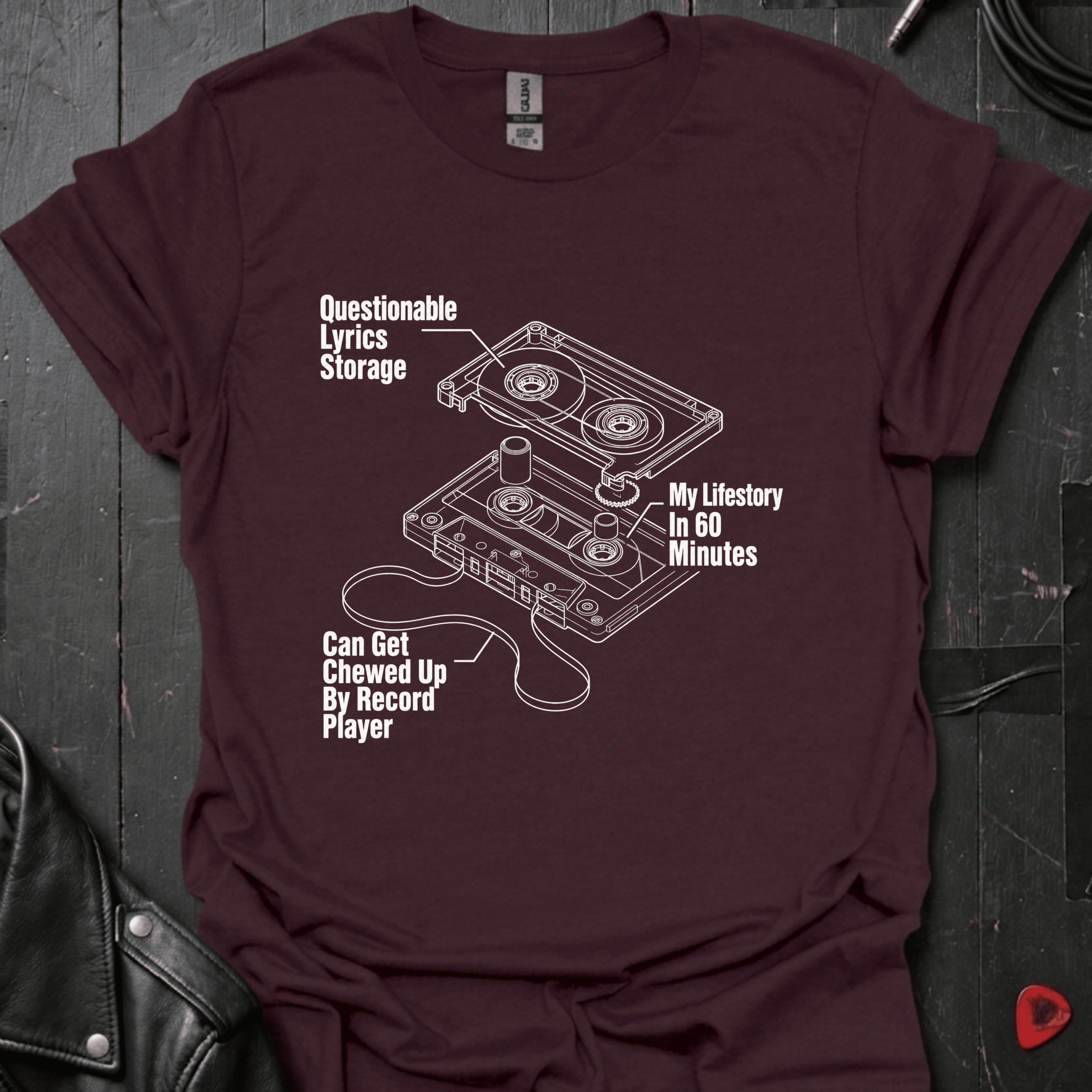 Cassette Tape Diagram T-Shirt - Dark Chocolate - T-Shirt