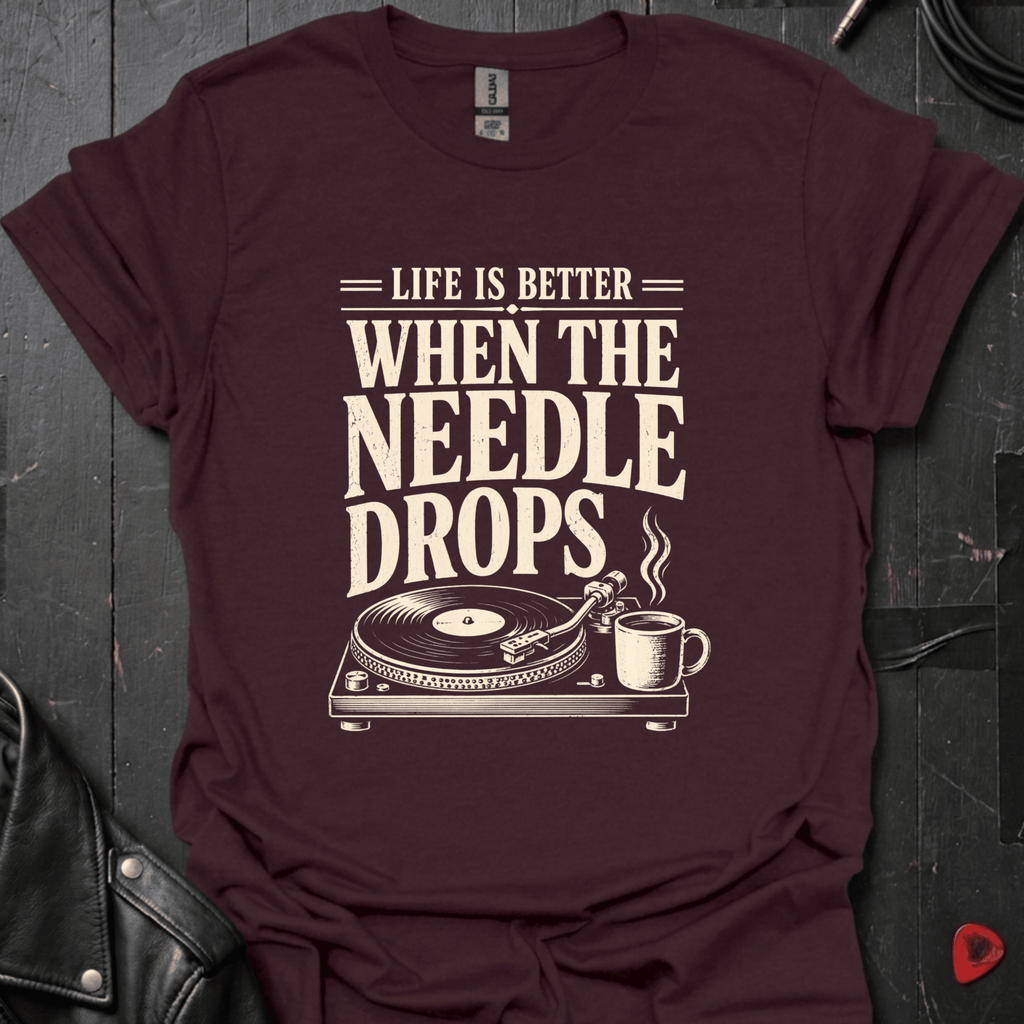 When The Needle Drops T-Shirt - Dark Chocolate - T-Shirt