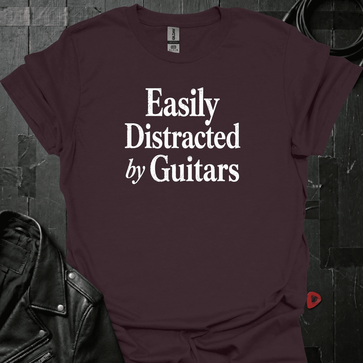Easily Distracted By Guitars T-Shirt - Dark Chocolate - T-Shirt