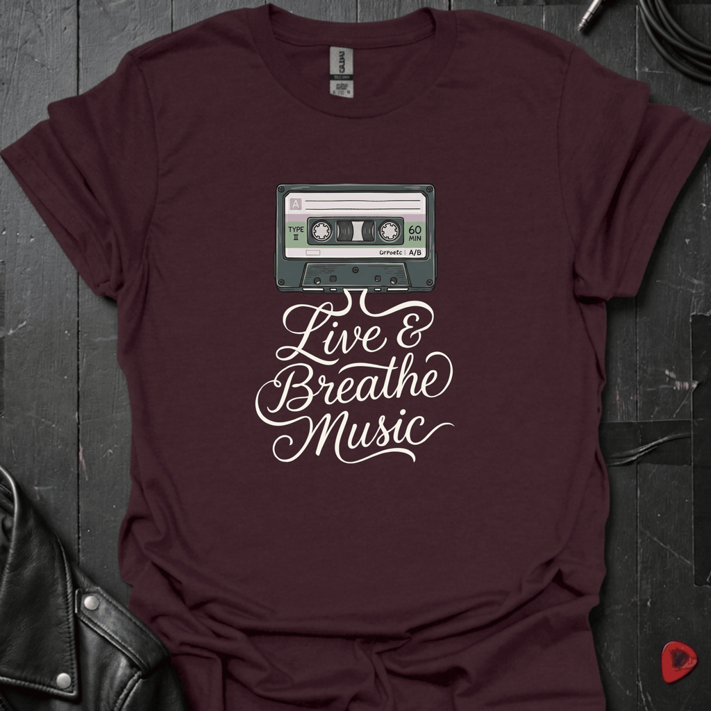 Live & Breath Music T-Shirt - Dark Chocolate - T-Shirt