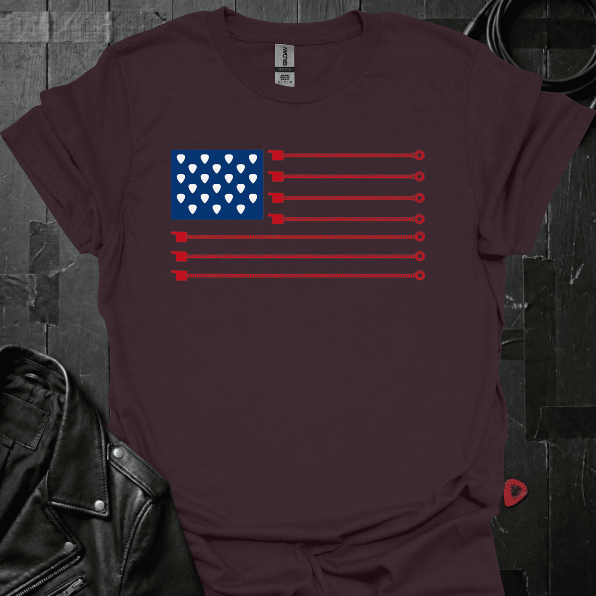 American Guitar Flag T-Shirt - Dark Chocolate - T-Shirt