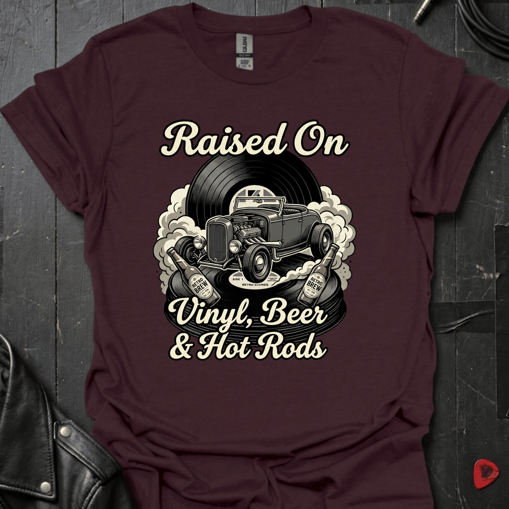Vinyl & Hot Rods T-Shirt - Dark Chocolate - T-Shirt