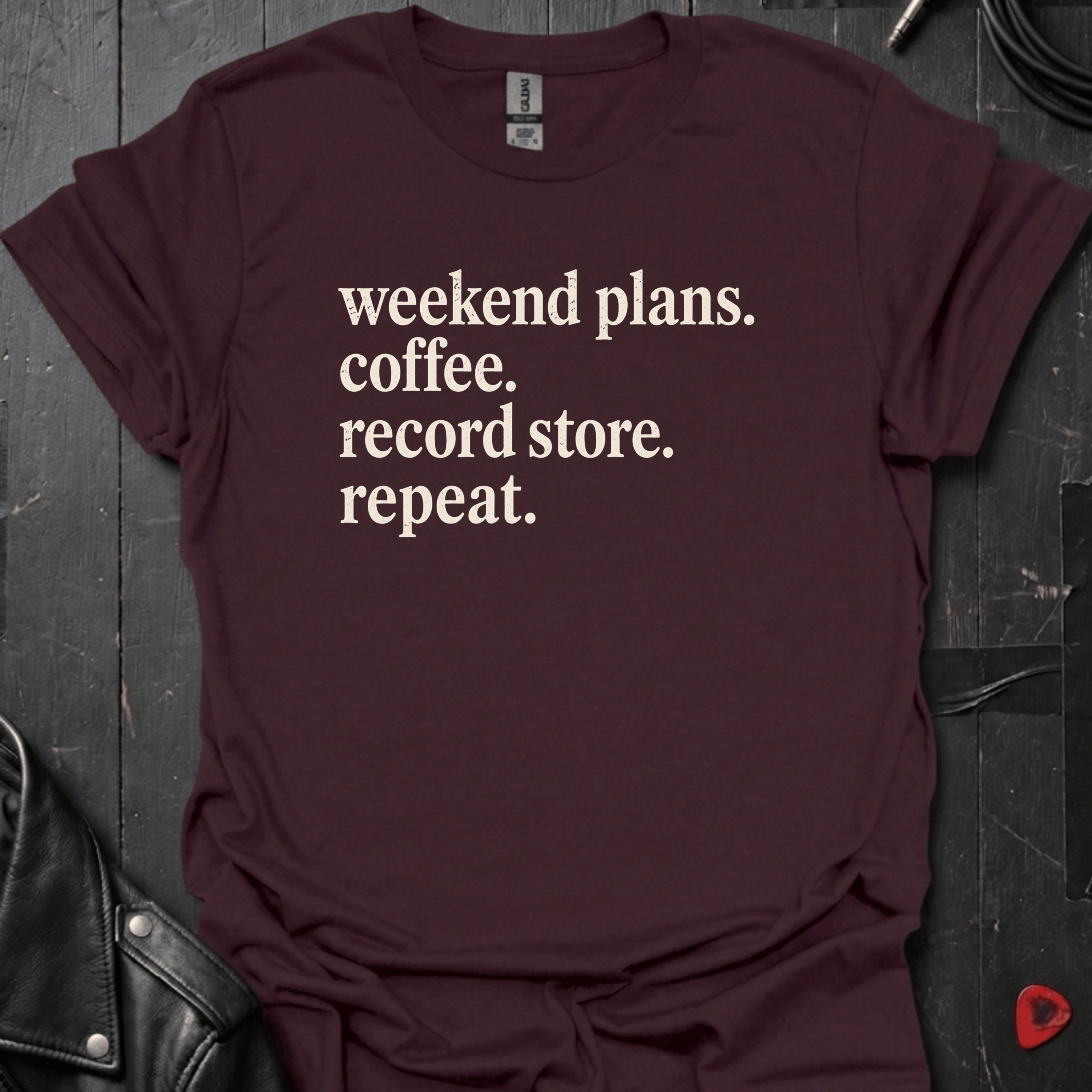 Weekend Plans T-Shirt | Vinyl Lover Coffee Tee - Dark Chocolate - T-Shirt