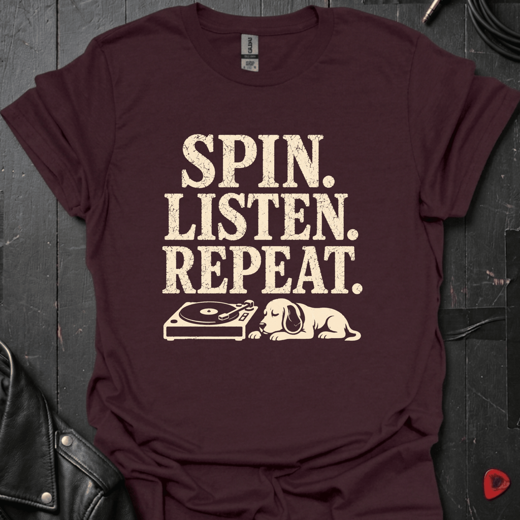 Spin. Listen. Repeat. T-Shirt - Dark Chocolate - T-Shirt