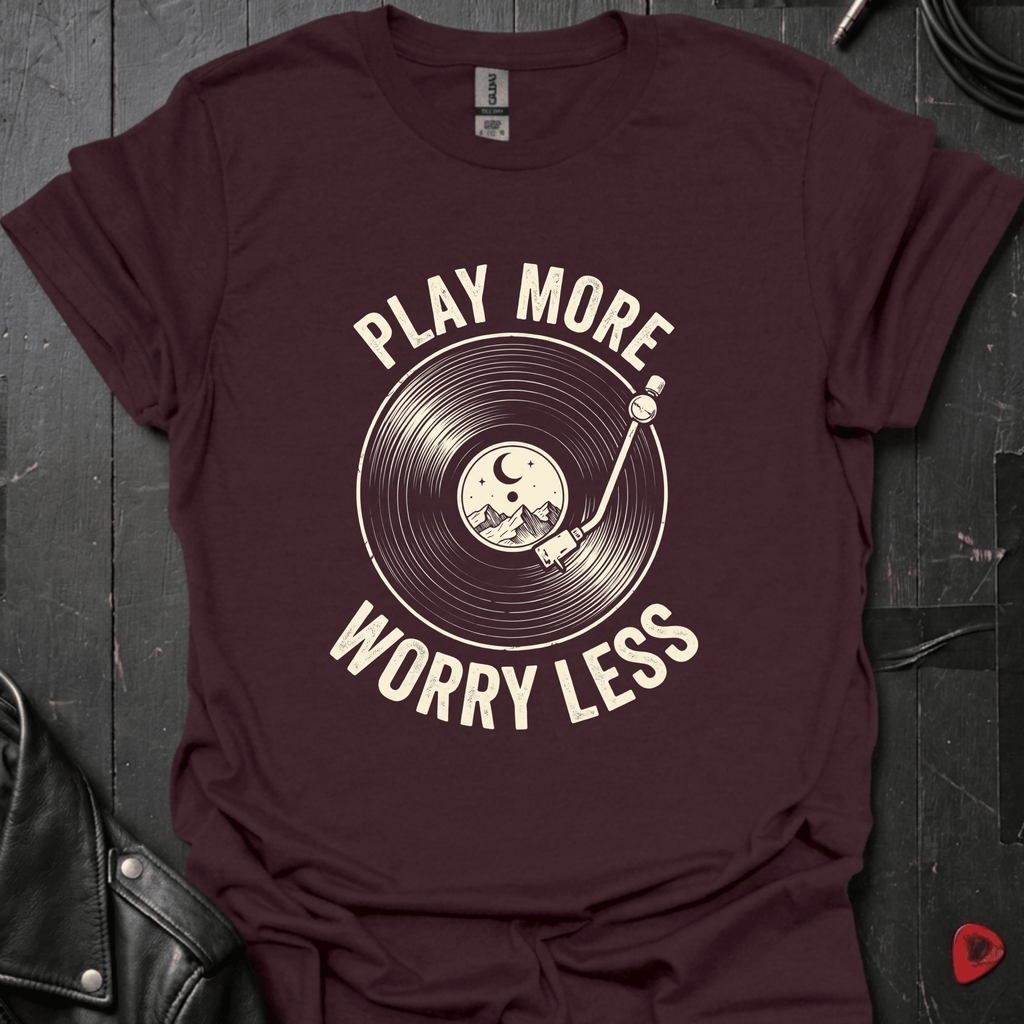 Play More Worry Less T-Shirt - Dark Chocolate - T-Shirt