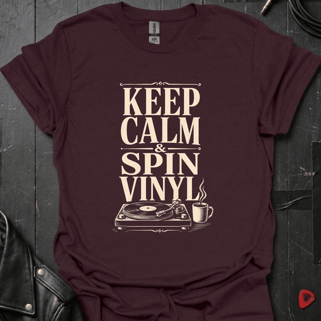Keep Calm Spin Vinyl T-Shirt - Dark Chocolate - T-Shirt