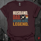 Husband Dad Record Nerd Legend T-Shirt | Vinyl Dad Tee - Dark Chocolate - T-Shirt