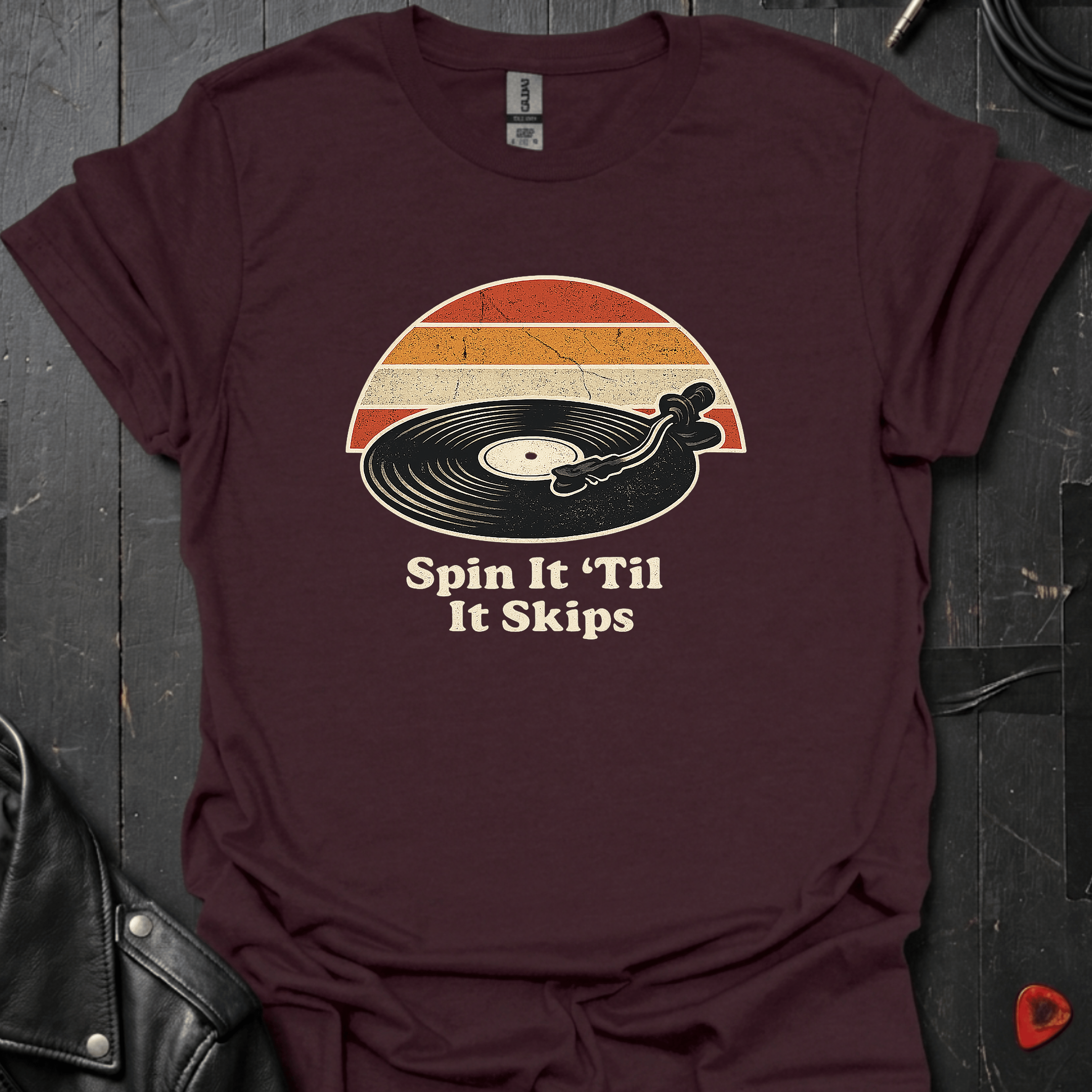 Spin It 'Til It Skips T-Shirt - Dark Chocolate - T-Shirt