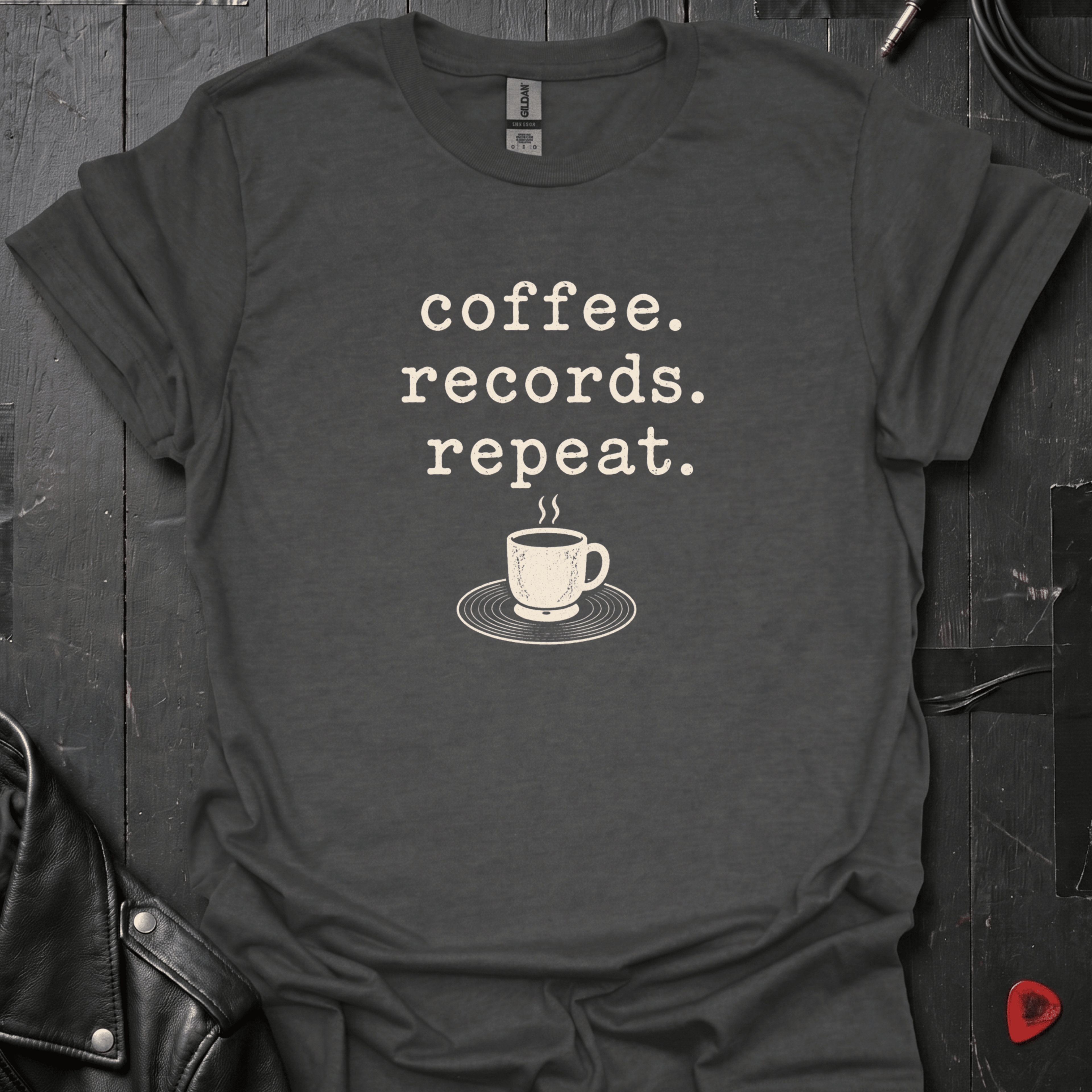 Coffee Records Repeat T-Shirt - Dark Heather - T-Shirt