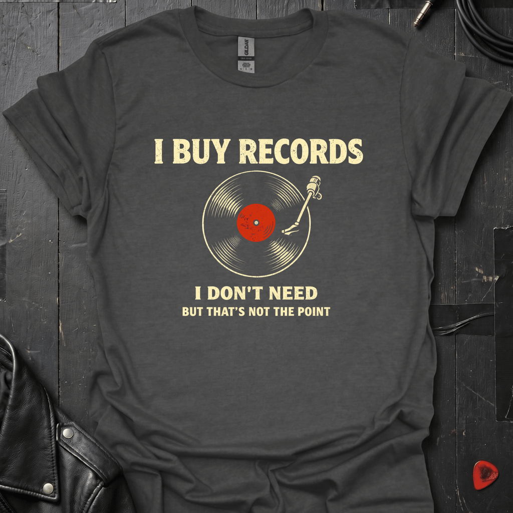 I Buy Records T-Shirt - Dark Heather - T-Shirt