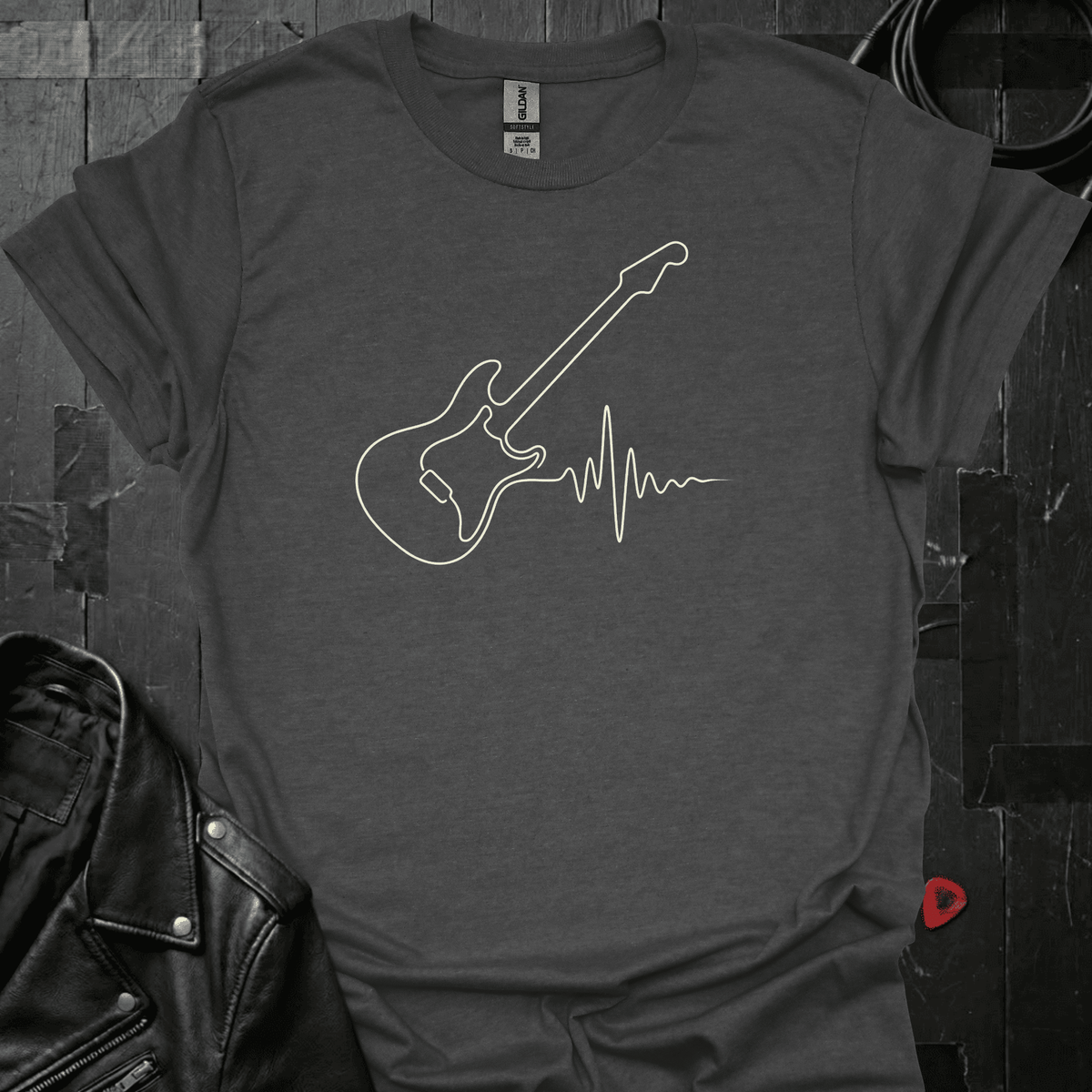 Guitar Heartbeat T-Shirt - Dark Heather - T-Shirt