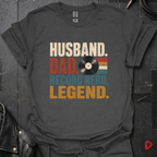 Husband Dad Record Nerd Legend T-Shirt | Vinyl Dad Tee - Dark Heather - T-Shirt